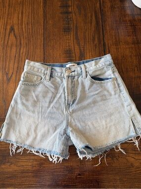 Ceros Light Blue Denim Frayed Hem Women's Shorts